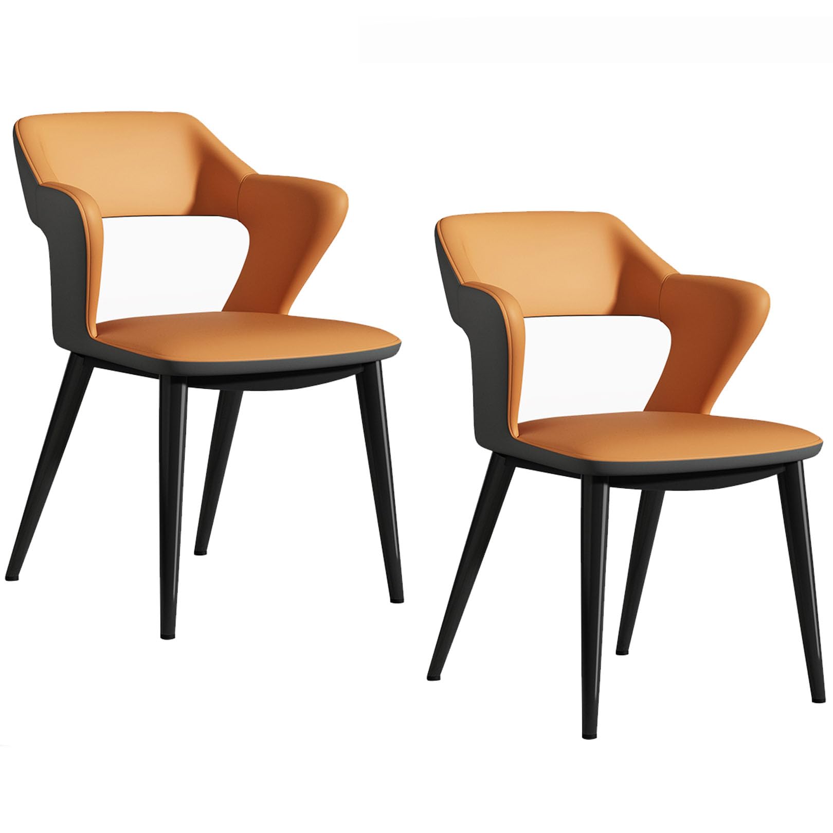 Amazon|オレンジ ダイニングチェア 2脚セット、合成皮革ミッド Amazon|オレンジ ダイニングチェア 2脚セット、合成皮革ミッド