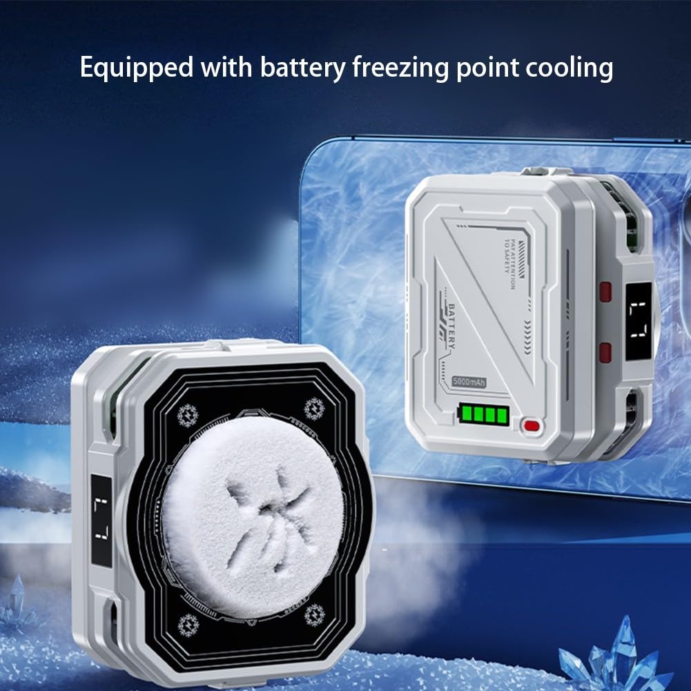 Handy-Kühler, 15 W magnetischer Telefonkühler mit wiederaufladbarem Akku, schnelle Kühlung, Power-Anzeige für Handys, Tablets und iPads, 56 x 44 mm (3000 mAh)
