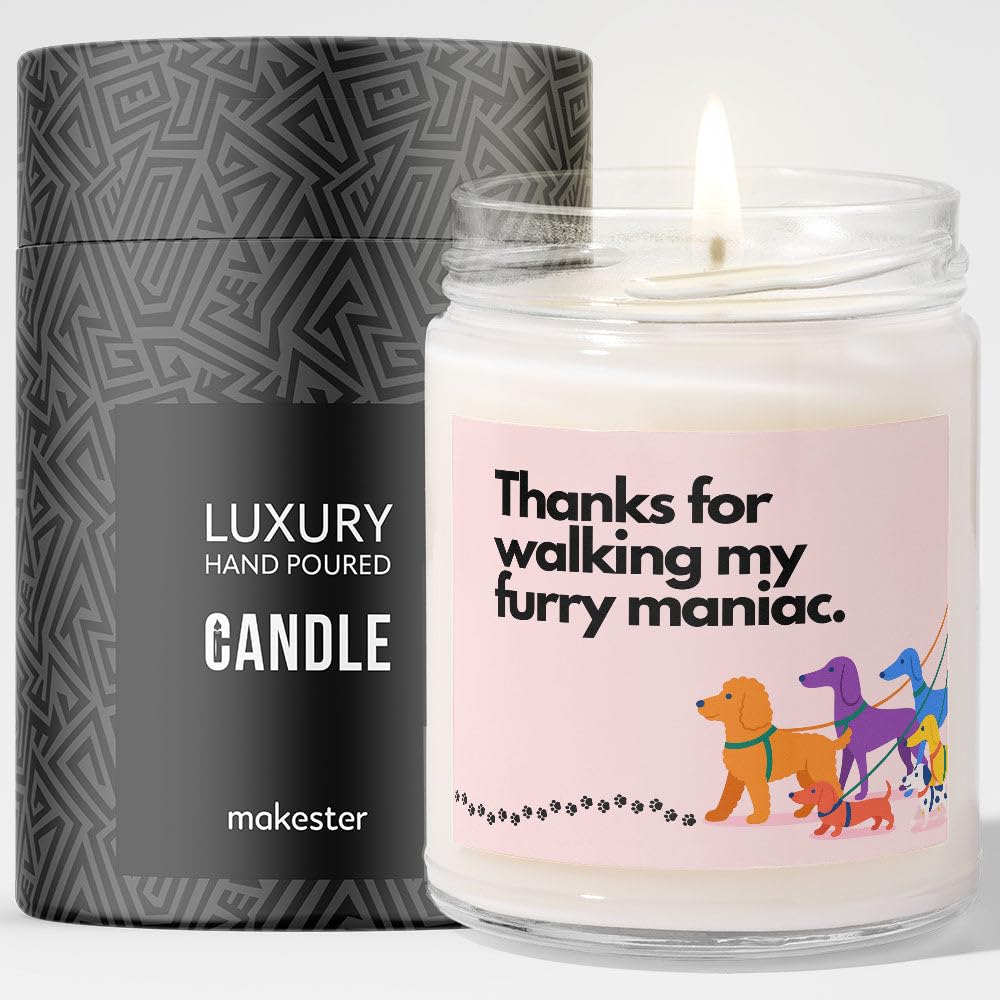 Dog Walker Gifts - Luxury Soy Wax Candle - Vanilla, Jasmine, Sugared Almond - Makester โ image 1