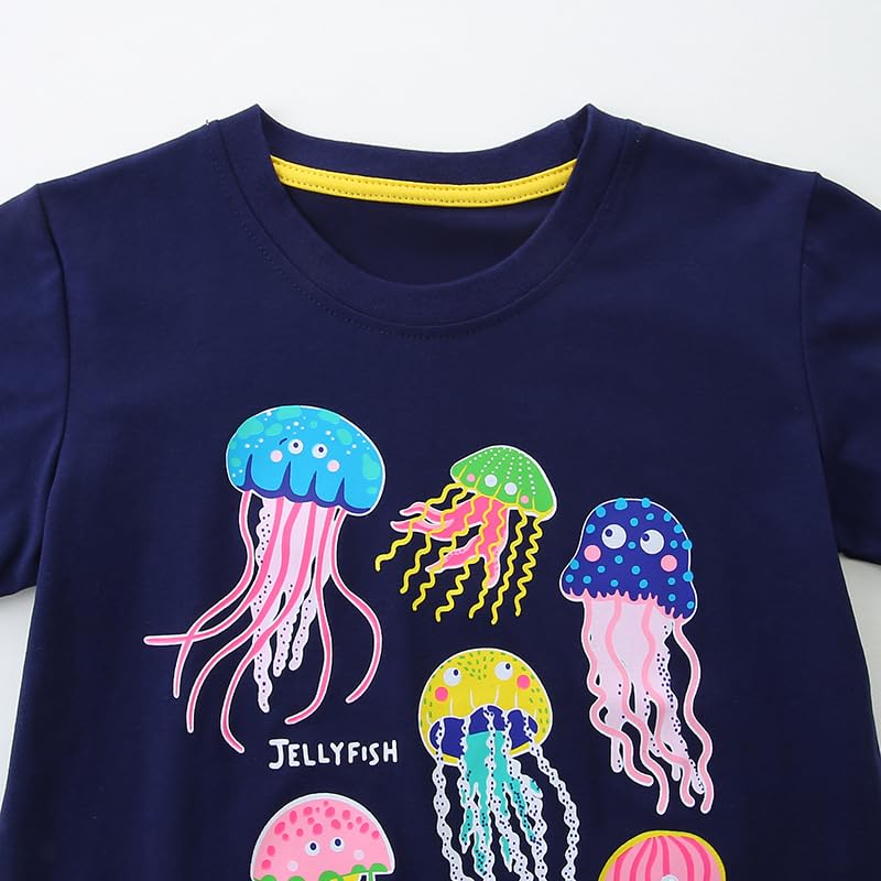 Summer T Shirt for Toddler Girls Kids Short Sleeve Shirts Navy Clothes3