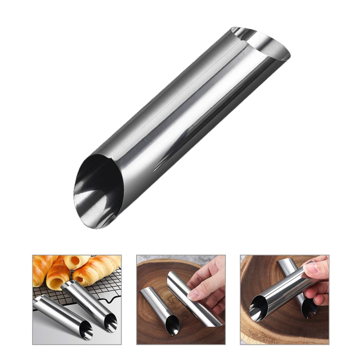 Didiseaon Molde para Croissant de Acero Inoxidable, Tubo Metálico Reutilizable para Hornear, Pack de 30 Moldes Tubulares para Repostería y Postres, Herramienta para Cocina y Horno