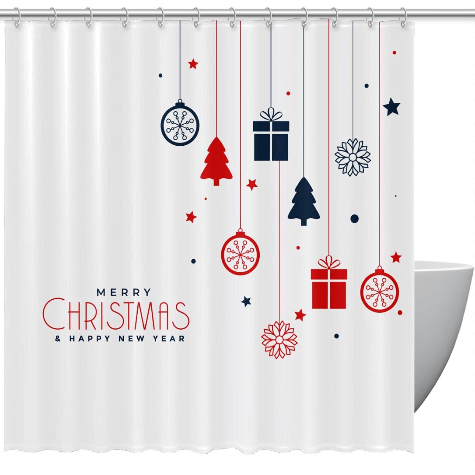 Rideau de douche Noël imperméable 183x183 pour éviter les éclaboussures et décorer en fête
