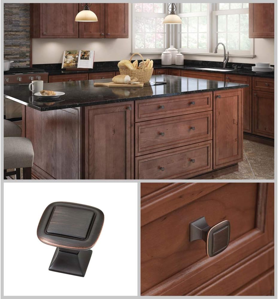 Franklin Brass Double Square (1-Pack) Cabinet Knob, Bronze with Copper Highlights, 1-1/4 in. | Drawer Pulls, Furniture, Cupboard, Closet P20327V-VBC-C