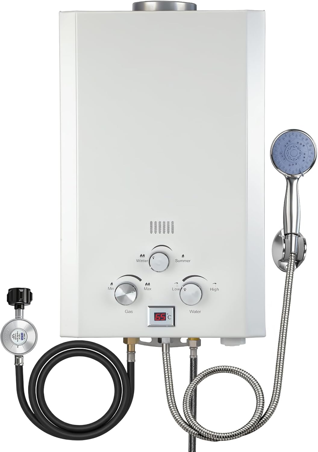 Propane Tankless Water Heater, 2.6 GPM 10L Portable, 68,000 BTU Instant Hot Propane Gas Water Heater with Digital Display and Multi-Protection for RV and Camping