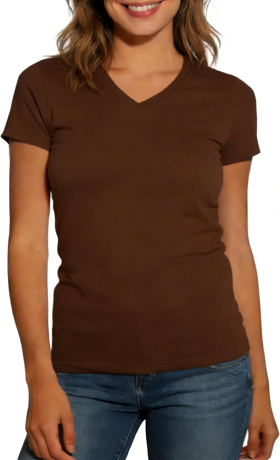 KikizYe Women’s Breathable Cotton V Neck T-Shirt Short Sleeves Solid Color Tee Summer Fashion Tops Tees Women Basic Tees