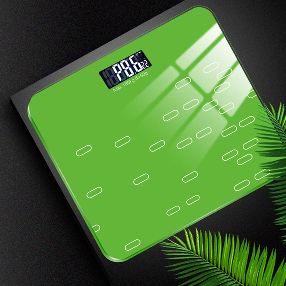 Bilance Bilancia da bagno digitale Bilancia pesapersone ad alta precisione con ampio display a LED, tecnologia Step-On, capacità 180 kg, design sottile, verde little surprise