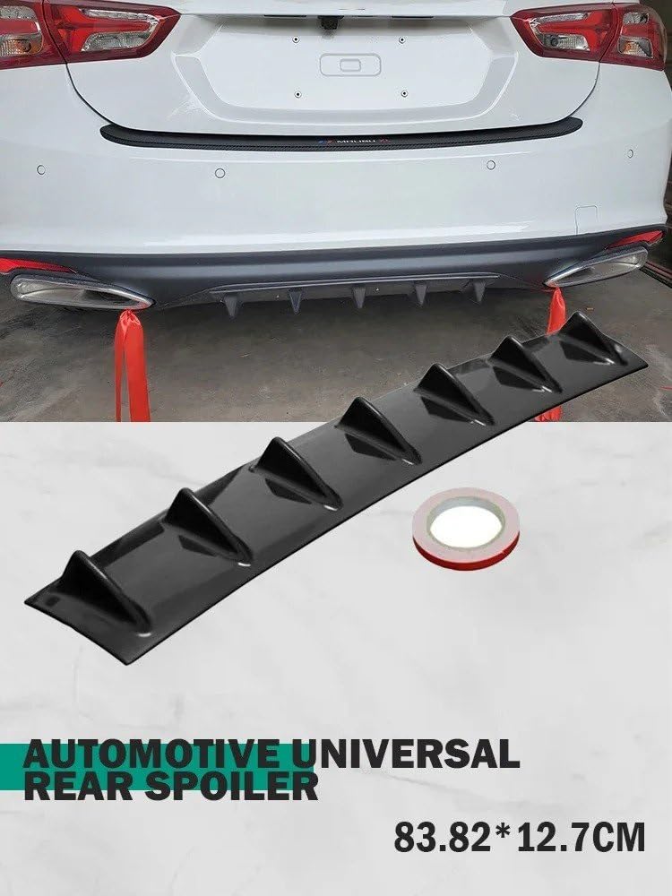 Diffusore Universale ABS Paraurti Posteriore Auto Con Pinna Squalo A 7 Pinne Nero Brillante Senza Perforazione Paraurti Posteriore Diffusore(3 Section Black)