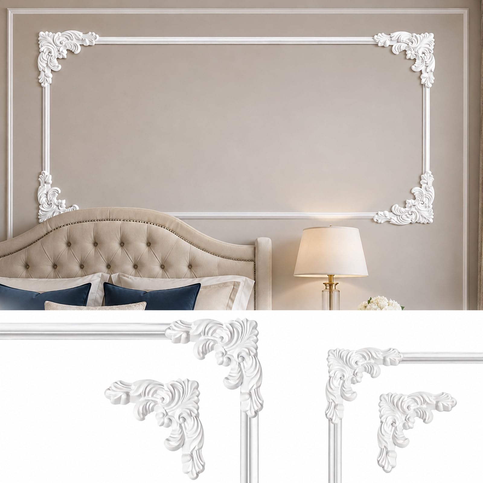 Modanature per Pareti Flessibile con 4 Angoli E 5/10/15m di Profilo in PVC 14.5cm*14.5cm,10m