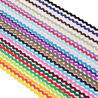 Rik RAK Ribbon,Sewing RIC Rac Trimming,6mm Zig Zag Braid, 27 Colours. Also in Themes of 7 Colours Bundle. High Quality S Bend Trim for Decoration. White, 2 Yards