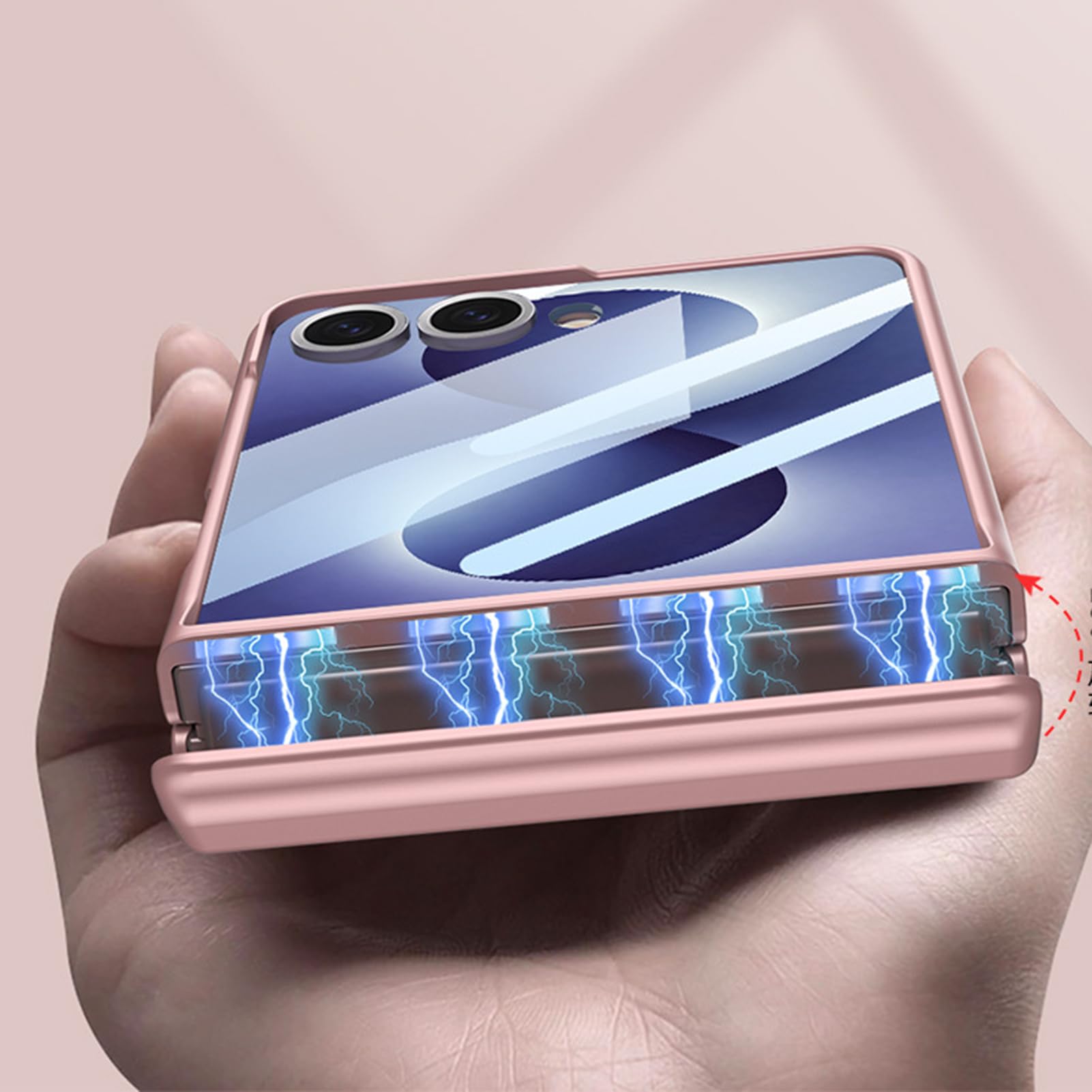 Magnetyczne etui do Samsung Galaxy Z Flip 8, mały ekran foliowy ochraniacz na zawiasy bezprzewodowe etui do ładowania, szare, Flip 8