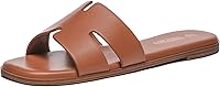 Rihero Women's Dressy Flat Sandals: Comfortable Slip-On PU Leather Slides for Summer