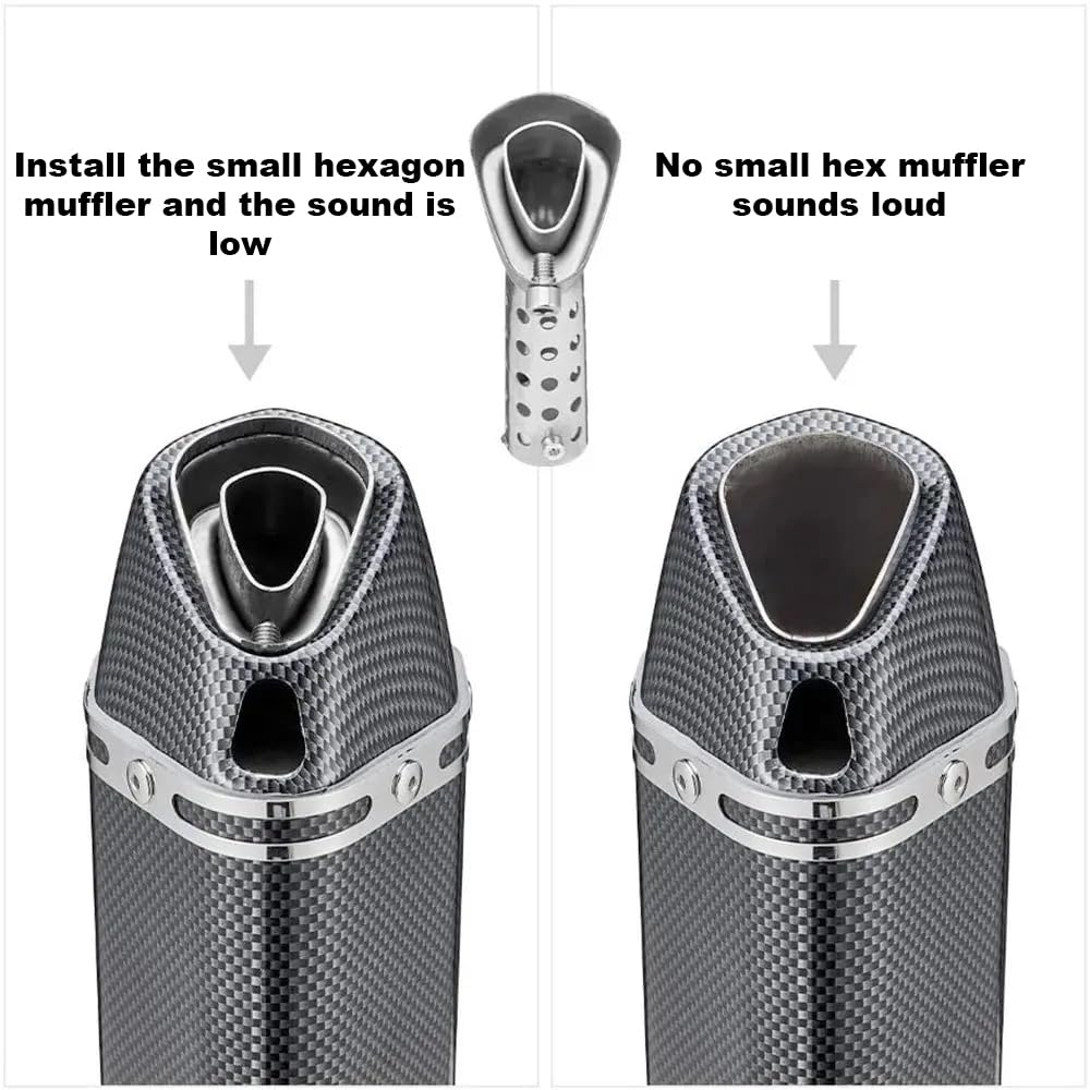 MOCOERL Motorrad Auspuff Schalldämpfer 38-51mm 1.5-2" Einlass Slip On mit abnehmbaren DB Killer für Yamaha Suzuki Kohlefaser-Stil