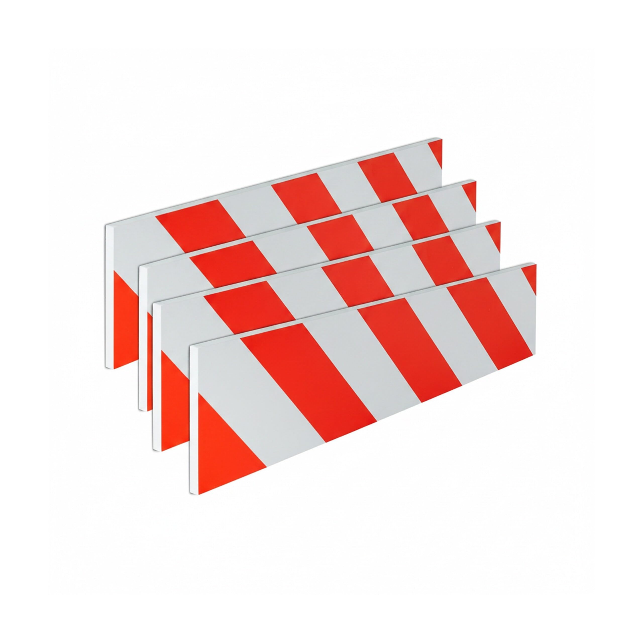 Relaxdays Paracolpi Garage, Set da 4, Protezione Portiere Auto, Adesivo Eva Paraurti da Muro, 10 x 50 cm, Rosso Bianco
