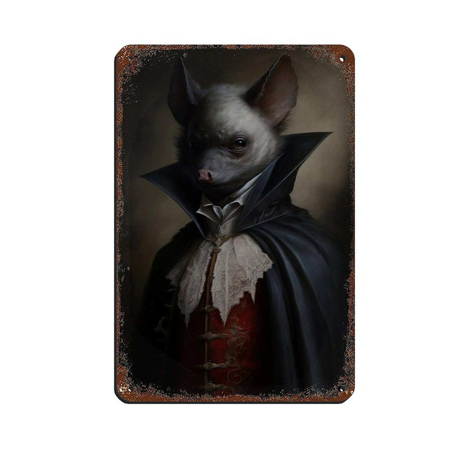 Lxwnze 20L X 30W Cm Gothic Bat Vintage Poster Tin Sign Vintage Metal Pub Club Cafe Bar Home Wall Art Decoration Poster Retro 8X12inch(20X30cm)