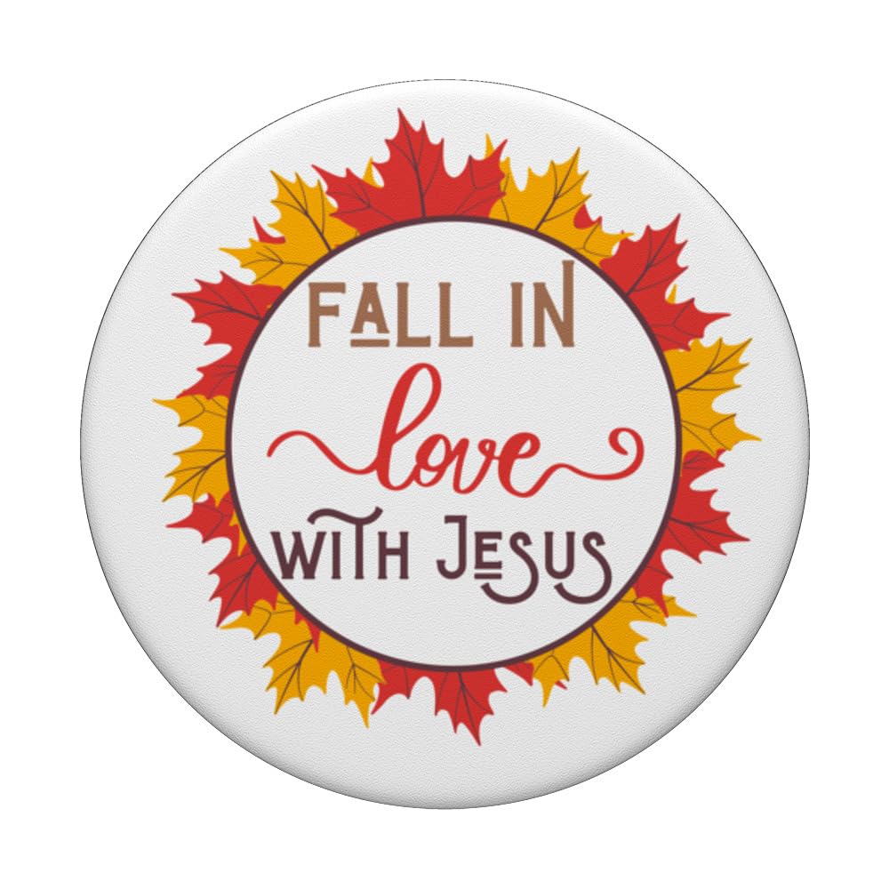 Fall In Love With Jesus Autumn Christian Harvest Mom Dad Kid PopSockets Swappable PopGrip, Black - Image 3