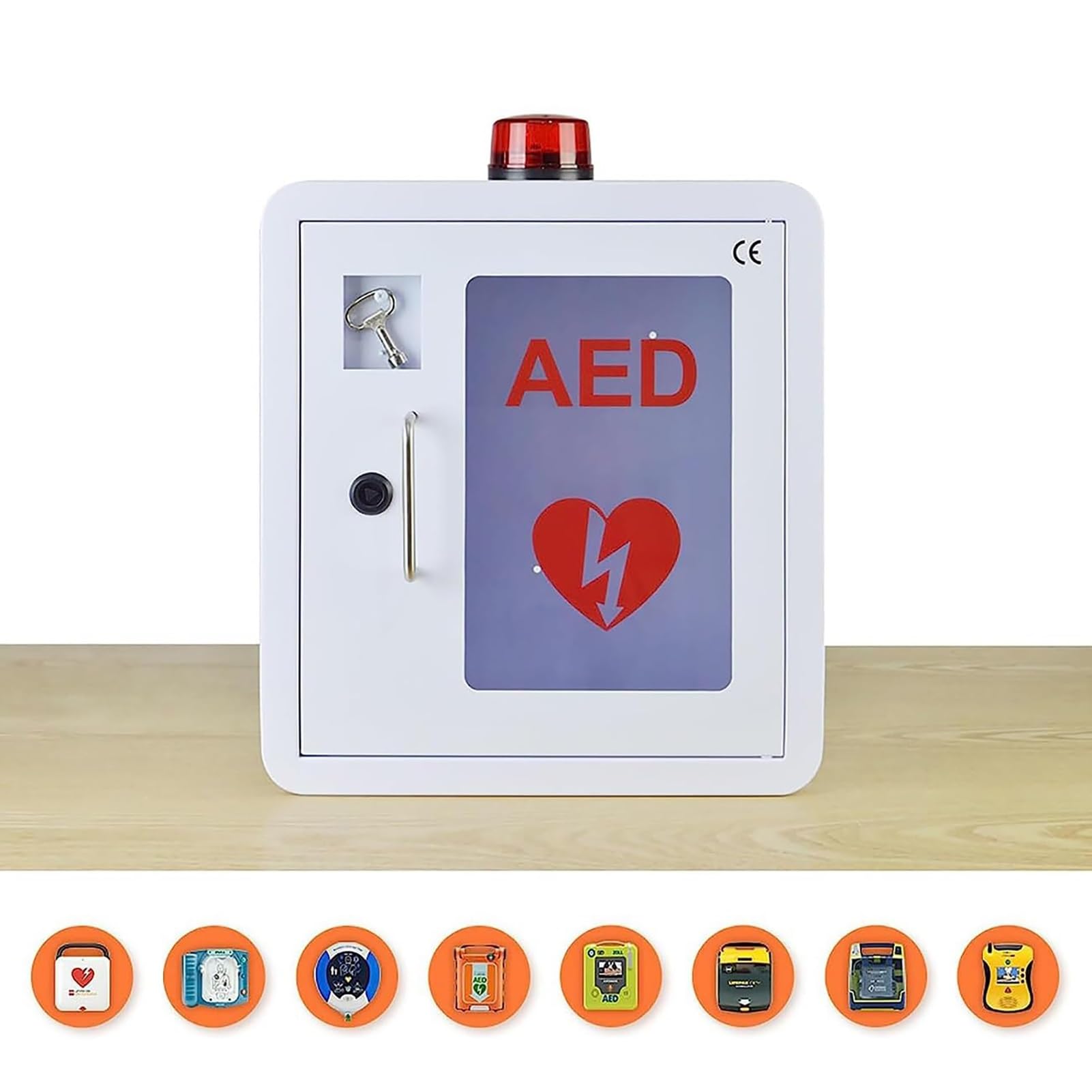 Szafka na defibrylator AED, skrzynka alarmowa do defibrylacji serca ze światłem | Pudełko do przechowywania defibrylatora, apteczka pierwszej pomocy montowana na ścianie, apteczka do domu, szkoły i biura