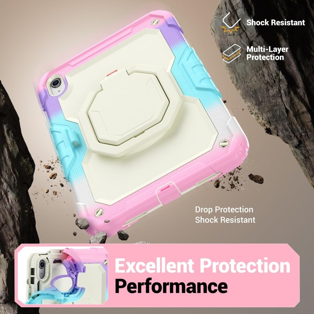 Generic Custodia compatibile con iPad 5a generazione 9.7 2017 (colore: rosa mimetico) elegante custodia rigida completa in silicone rigido con tracolla