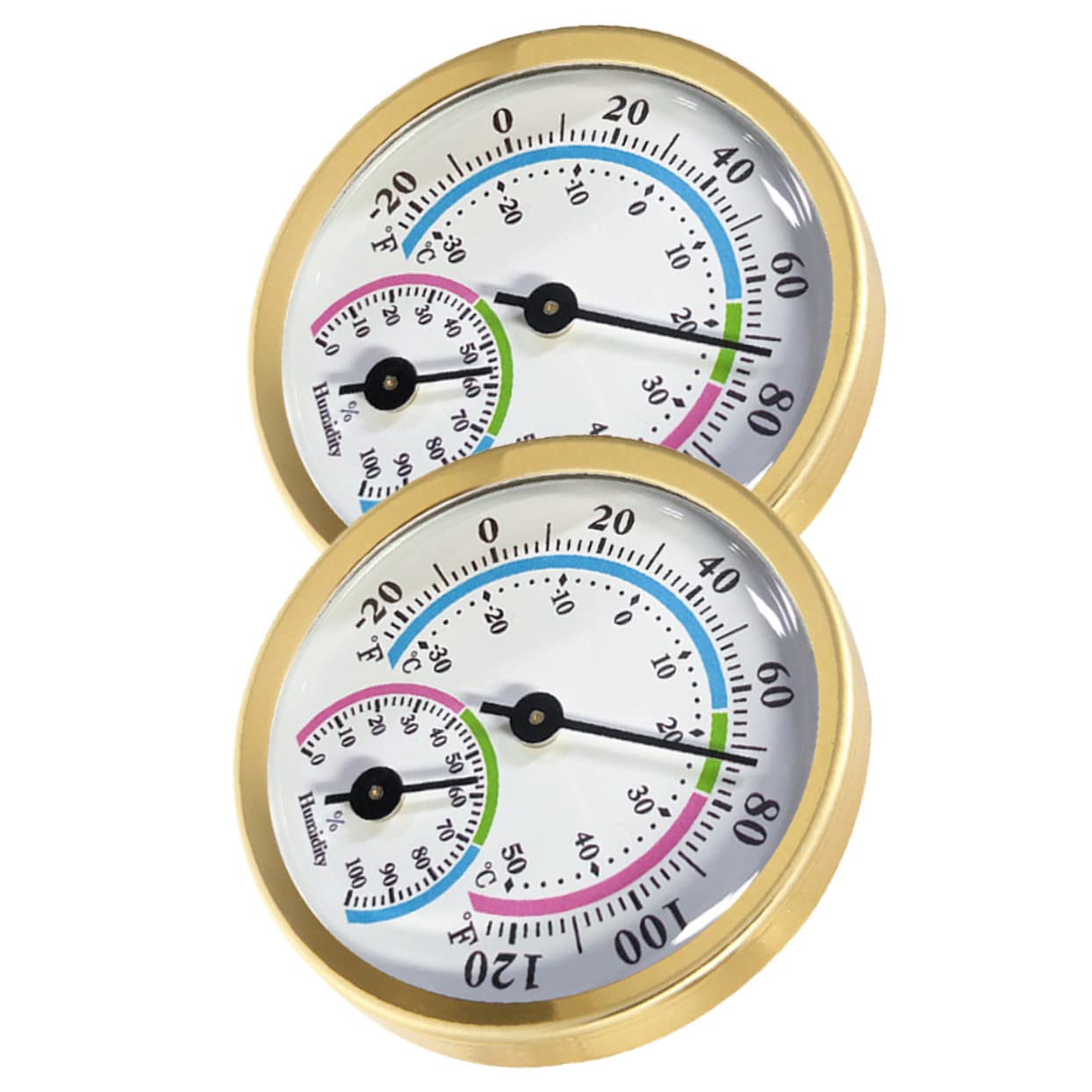 BESPORTBLE 4 Sätze Thermometer Thermostate Bahnhof Außen Hygrometer Groß Im Freien Temperatur Messgerät Feuchtigkeitsmesser Golden Aluminium 2 Stück * 4