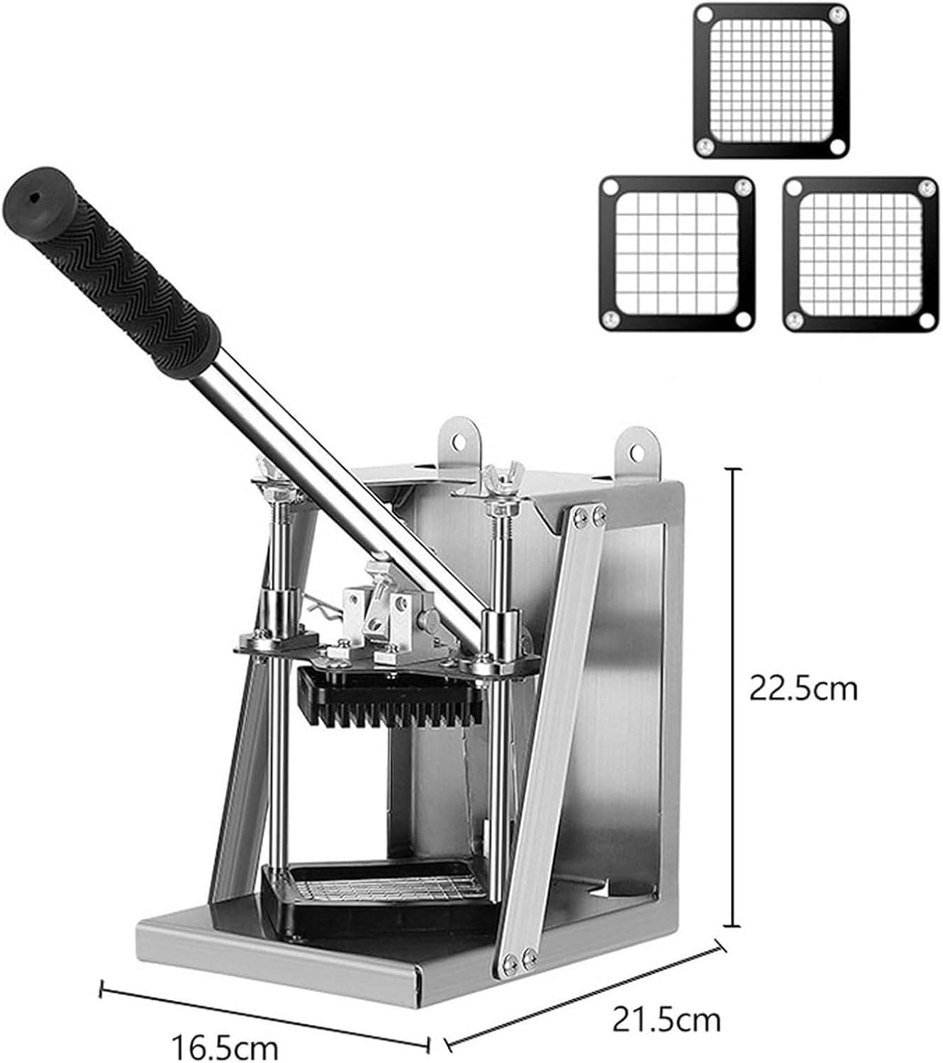 Wall-mounted Manual Potato Cutter, Stainless Steel Potato Slicer with 3 Blades (7mm/10mm/14mm), Production Capacity: 100kg/h, for Potatoes, Cucumbers, Carrots, and Onions