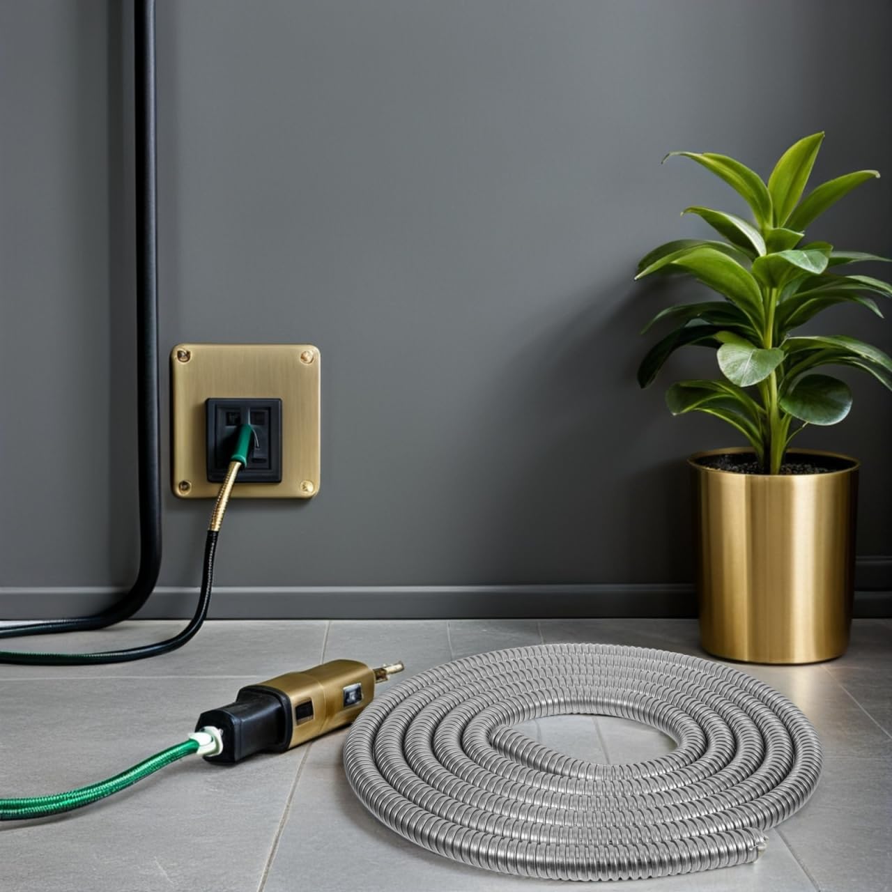 Gaine Flexible en Acier Inoxydable 304 - Conduit MéTallique Flexible 1.60 Cm X 118.11 Pouces pour Protection Antirouille De CâBles ÉLectriques en Atelier Et Garage