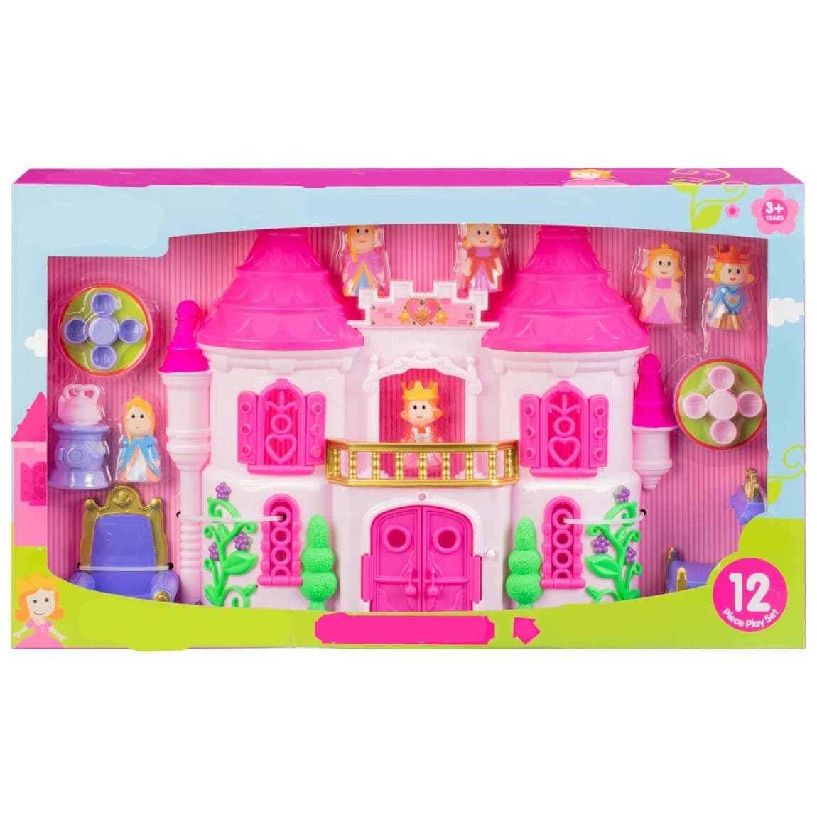 JYZ Assorted Playset Collection – Imaginative Theme Playsets (Princess Castle, Jungle Zoo) with Moving Parts & Accessories – Pretend Role-Play Toy for Toddlers Age 18 (princess castle)