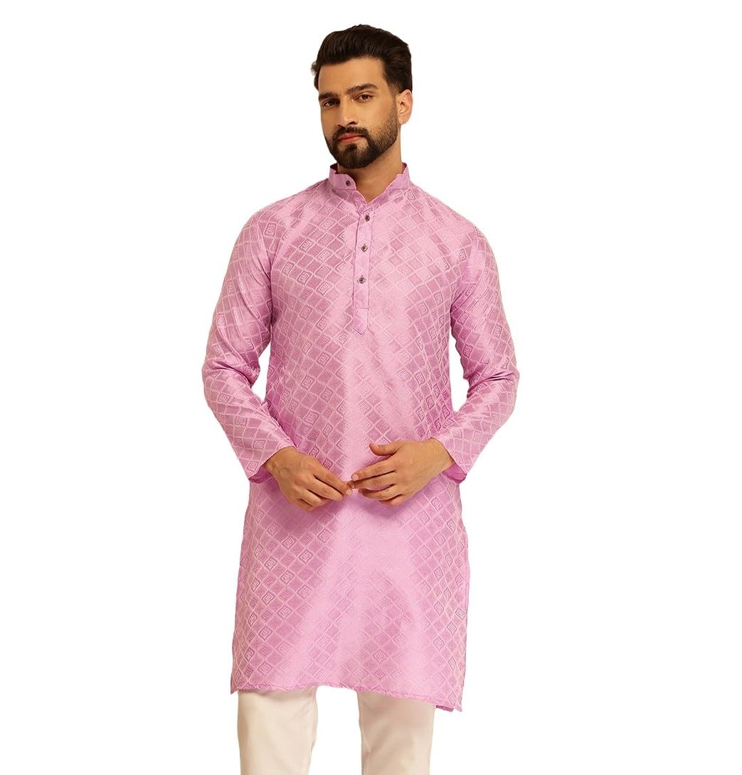 sojanya (Since 1958 Men's Pure Cotton Mustard Embroidered Sequined Kurta-picture-45