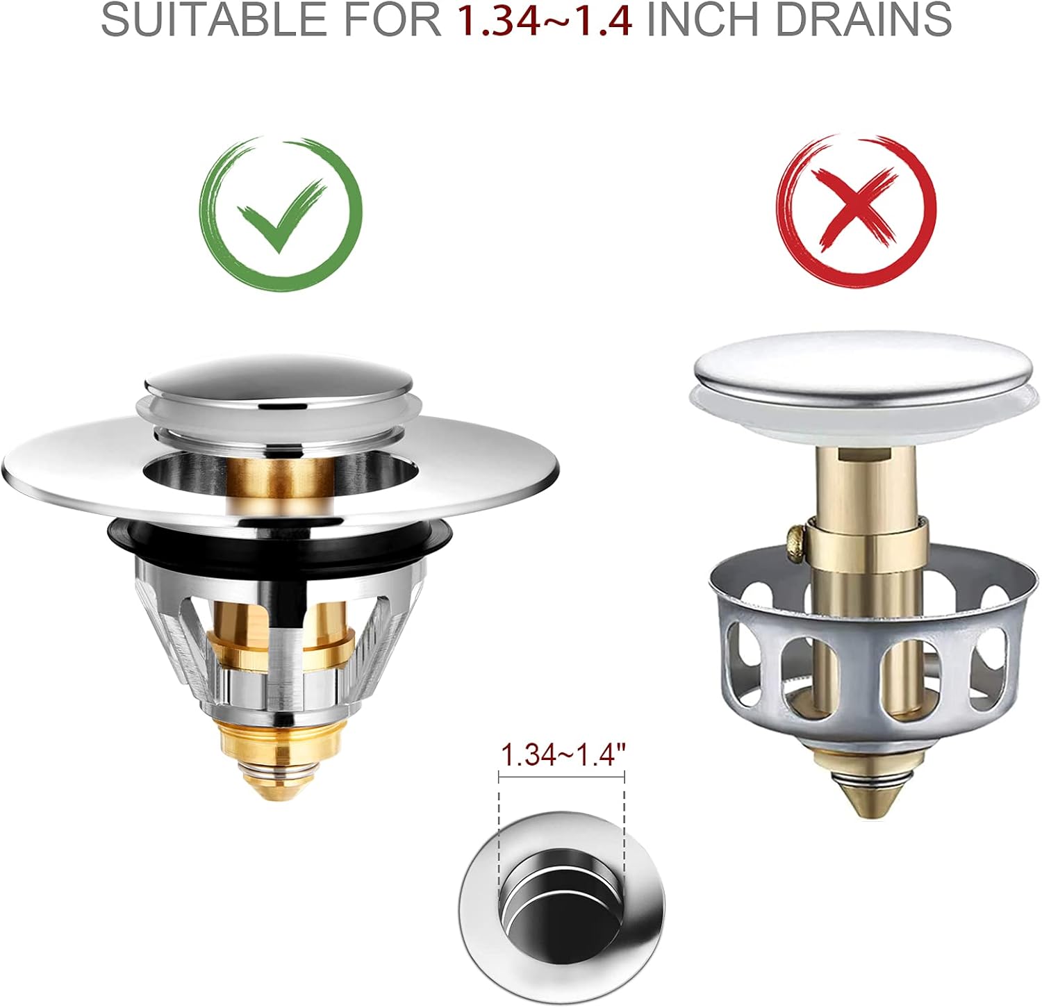 Buy Upgraded Stainless Steel Bathroom Sink Stopper Anti Clogging Bathtub Drain Stopper With Filter Basket