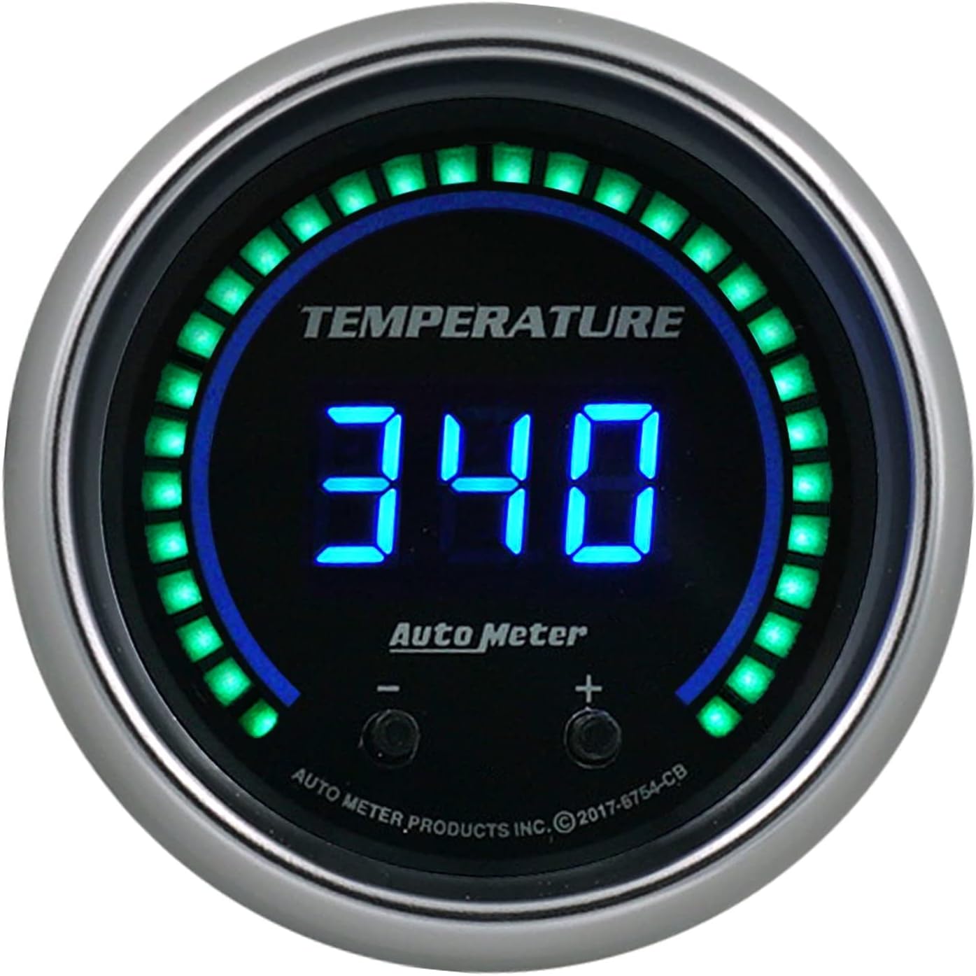 AutoMeter 6754-CB Gauge, Fluid Temperature, 2 1/16", Two Channel, Selectable, Cobalt Elite Digital