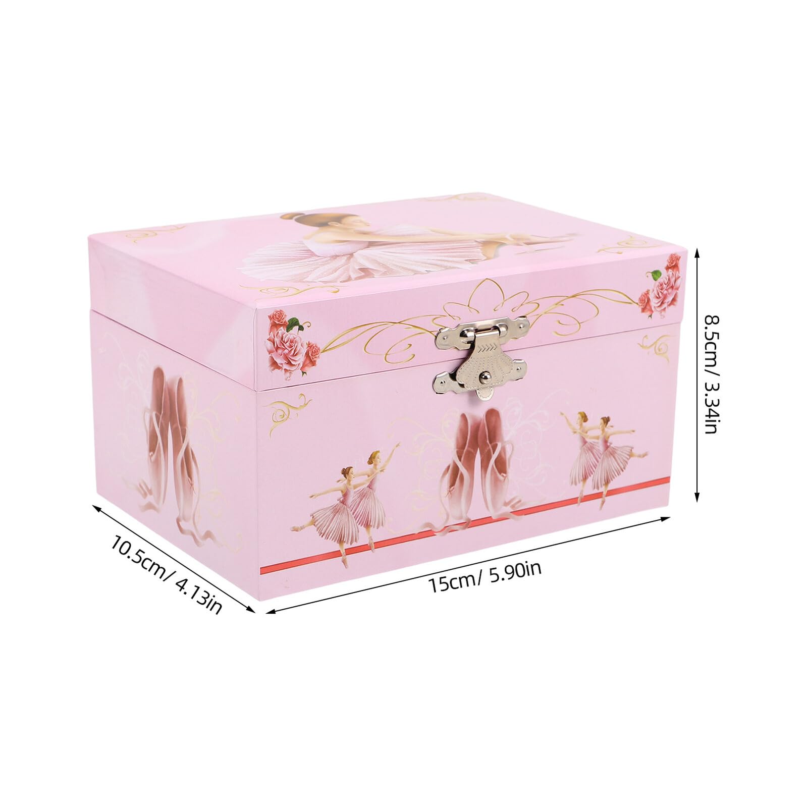 Joyero Musical para Niñas Ballet Rosa de 5 Pulgadas con Bailarina Giratoria, Caja de Música Interactiva de Madera, Organizador Compacto para Cumpleaños y Decoración Infantil
