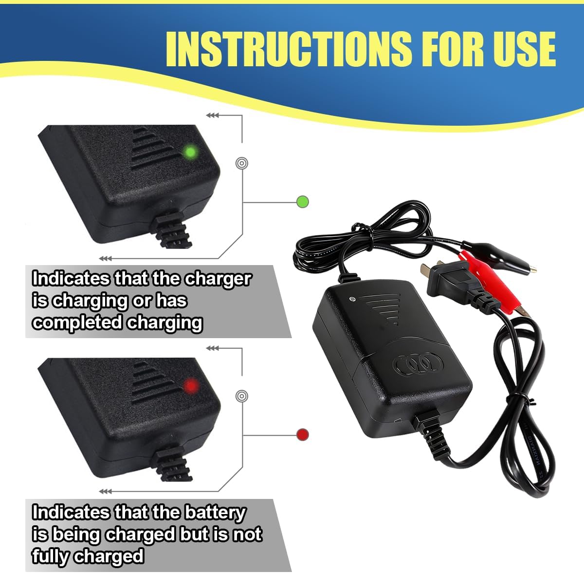 12V 1300mA Sealed Lead Acid (SLA) Smart Battery Charger Maintainer, Automatic Car Charger Maintainer for RV, ATV, Boat, Motorcycle Battery Trickle Charger with Short Circuit Protection(1PC) image 5