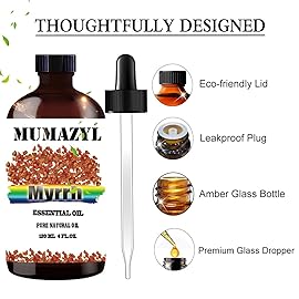 Myrrh Essential Oil, Myrrh Oil 4 Fl Oz 120ML for Diffuser Humidifier Yoga Cleaning DIY Candle Soap Making Essential Oils