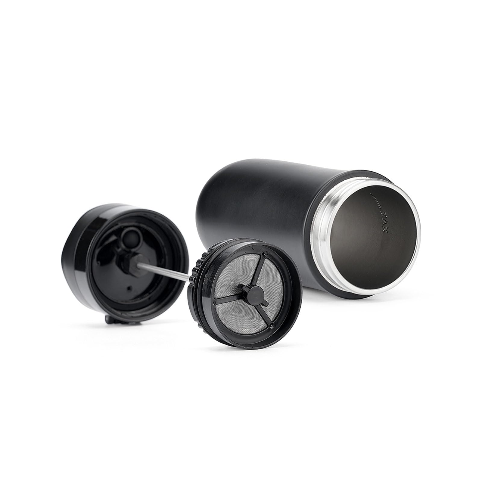 Pressa Francese da Viaggio in Acciaio Inox 320ml, Tazza Termica 8 | Caffettiera sottovuoto a doppia parete, coperchio a prova di perdite, per campeggio