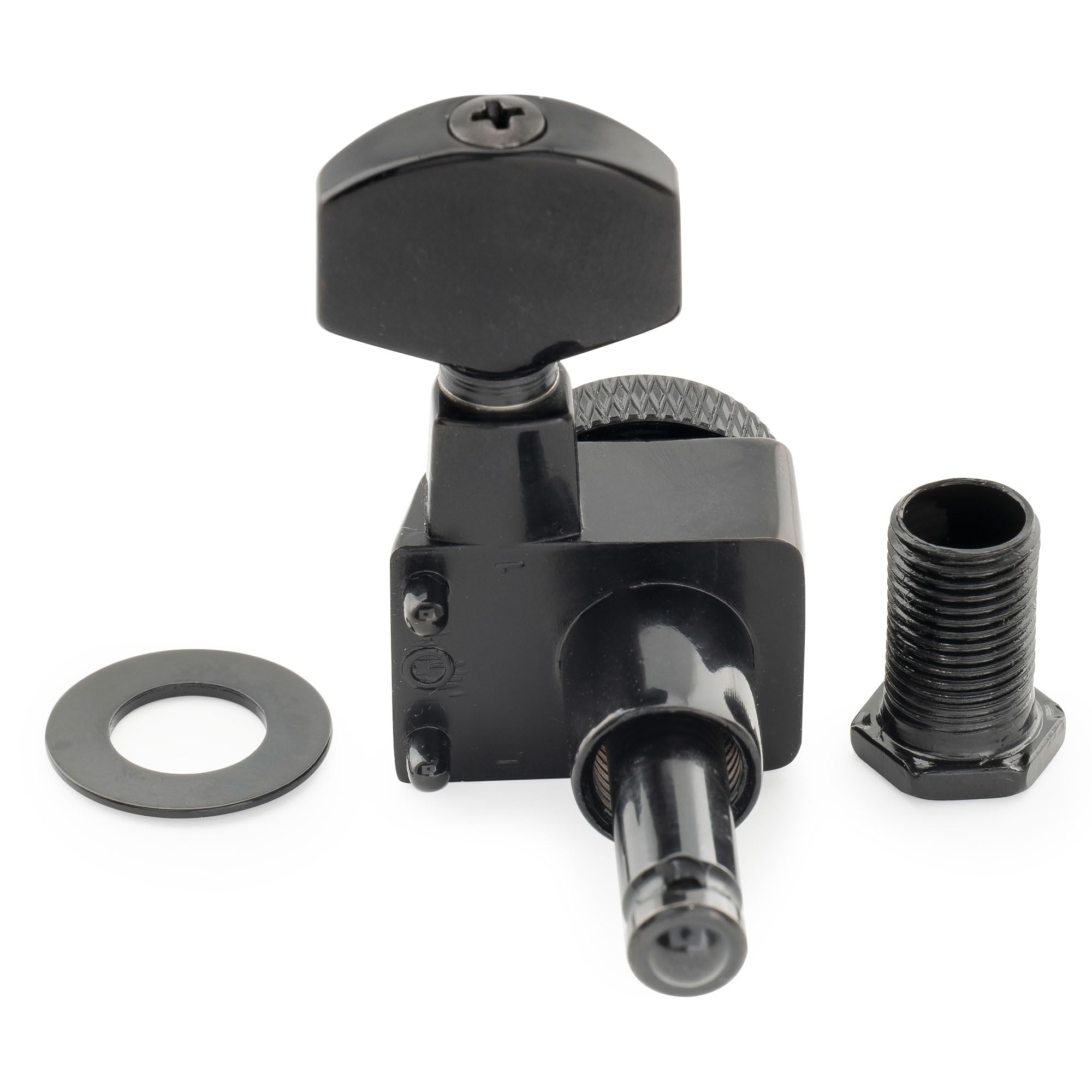 Musiclily Pro R18K-06 Mancino L6 2-Pin Meccaniche Autobloccanti Nero | Paletta Esagonale per Chitarra Elettrica Fender Strat Tele