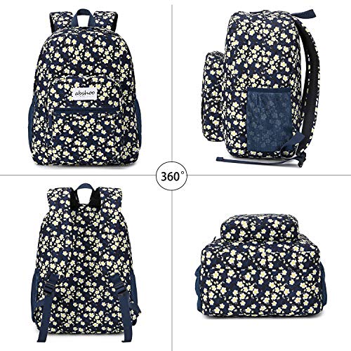 Image of abshoo Classical Basic Womens Floral School Backpack For College Teen Girls Water Resistant Bookbag (Floral Navy)