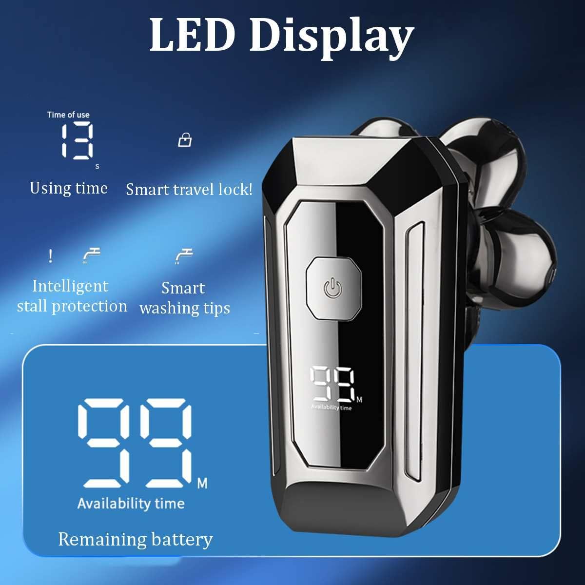 Head Shavers for Bald Men, 8in1 Rechargeable Electric Shaver Five Floating Heads Razors Hair Clipper Nose Ear Hair Trimmer Men Facial Cleaning Brush (Color : Shaver)