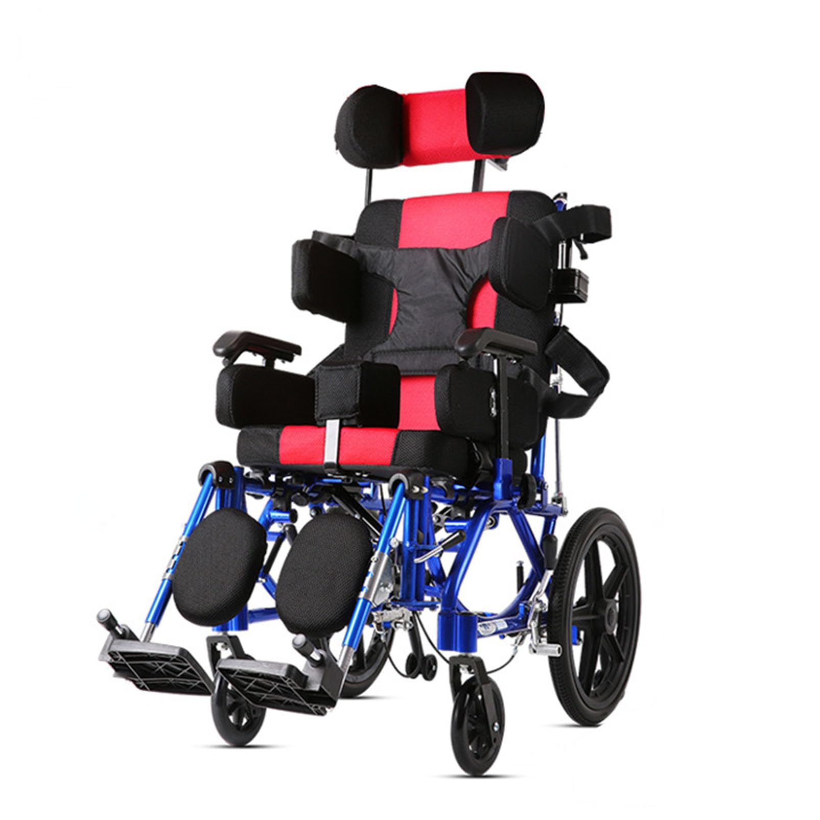 Fauteuil roulant pour enfants, multi-fonctionnelle des enfants handicapés Mentir entièrement plat Reclining poussette avec tables, 100 kg PORTEUR