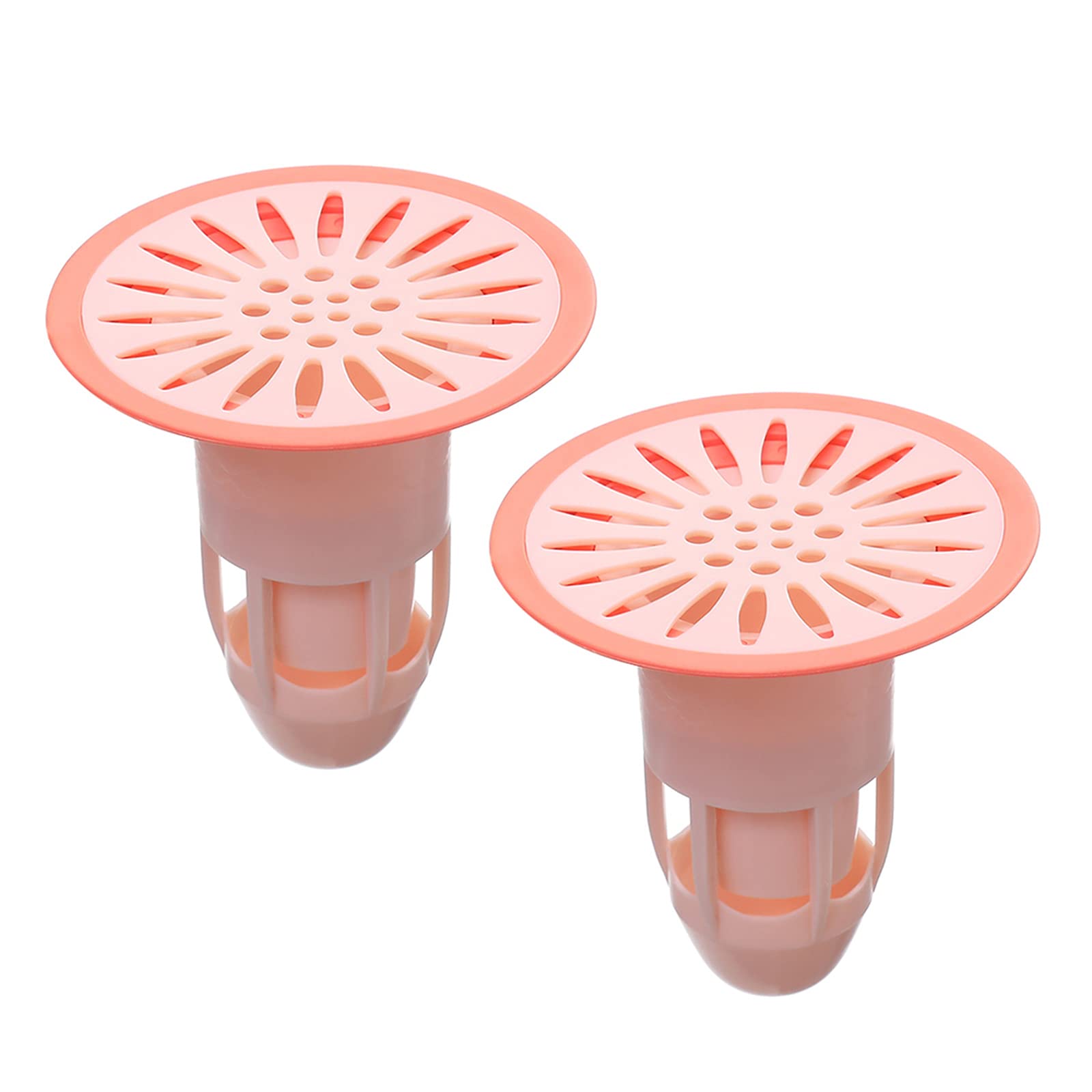 Shower Floor Drain Backflow Preventer Valve Sewer Core Drainage Insert Drain Plug Hair Catcher Gas Sealer Floor Strainer Trap Seal (Pink-2Pack)