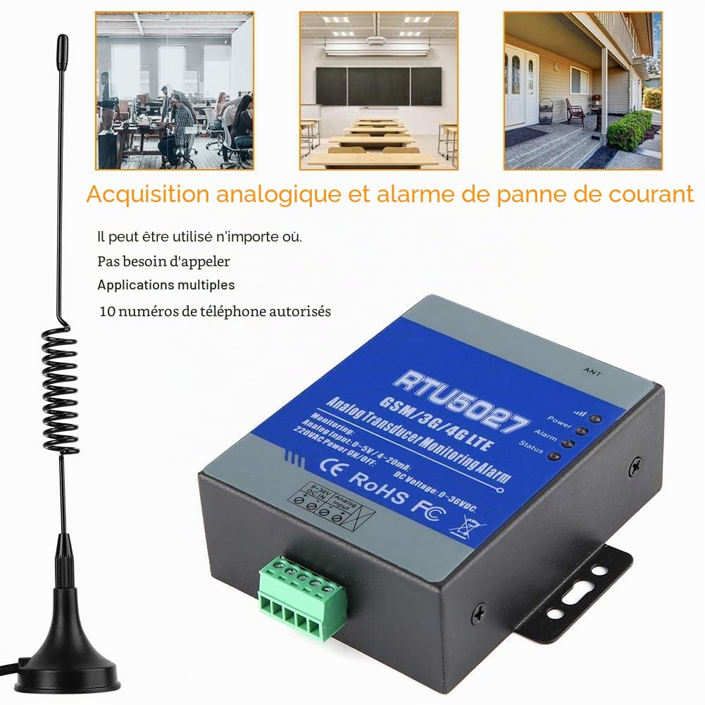Sonew RTU5027 Système D'alarme de Panne de Courant de GSM, Alarme de Surveillance de Statut de Circuit de Tension de Défaut de Circuit sans Fil de GSM 3g/4g LTE 100-240v(EU)