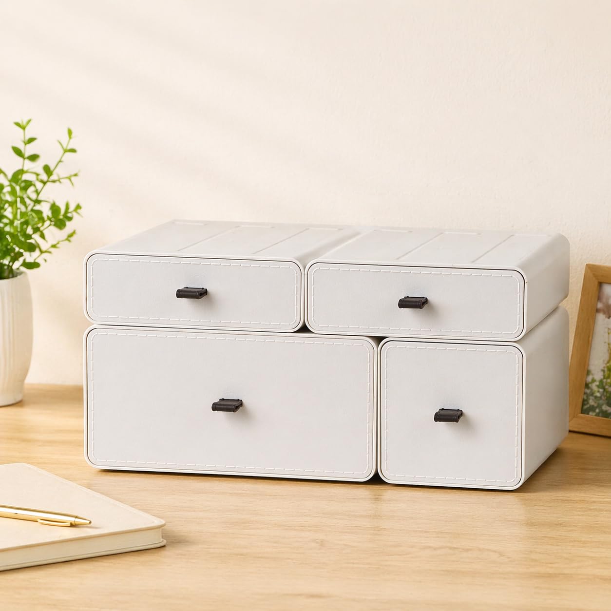 ZEXALOR Weißer Schreibtisch-Organizer mit Schubladen, Kommode, Schreibtisch-Make-up, Nachttisch-Organizer, Aufbewahrungsschublade für kleine Räume, Stifte, Schreibwaren, Kosmetikartikel, Bürobedarf