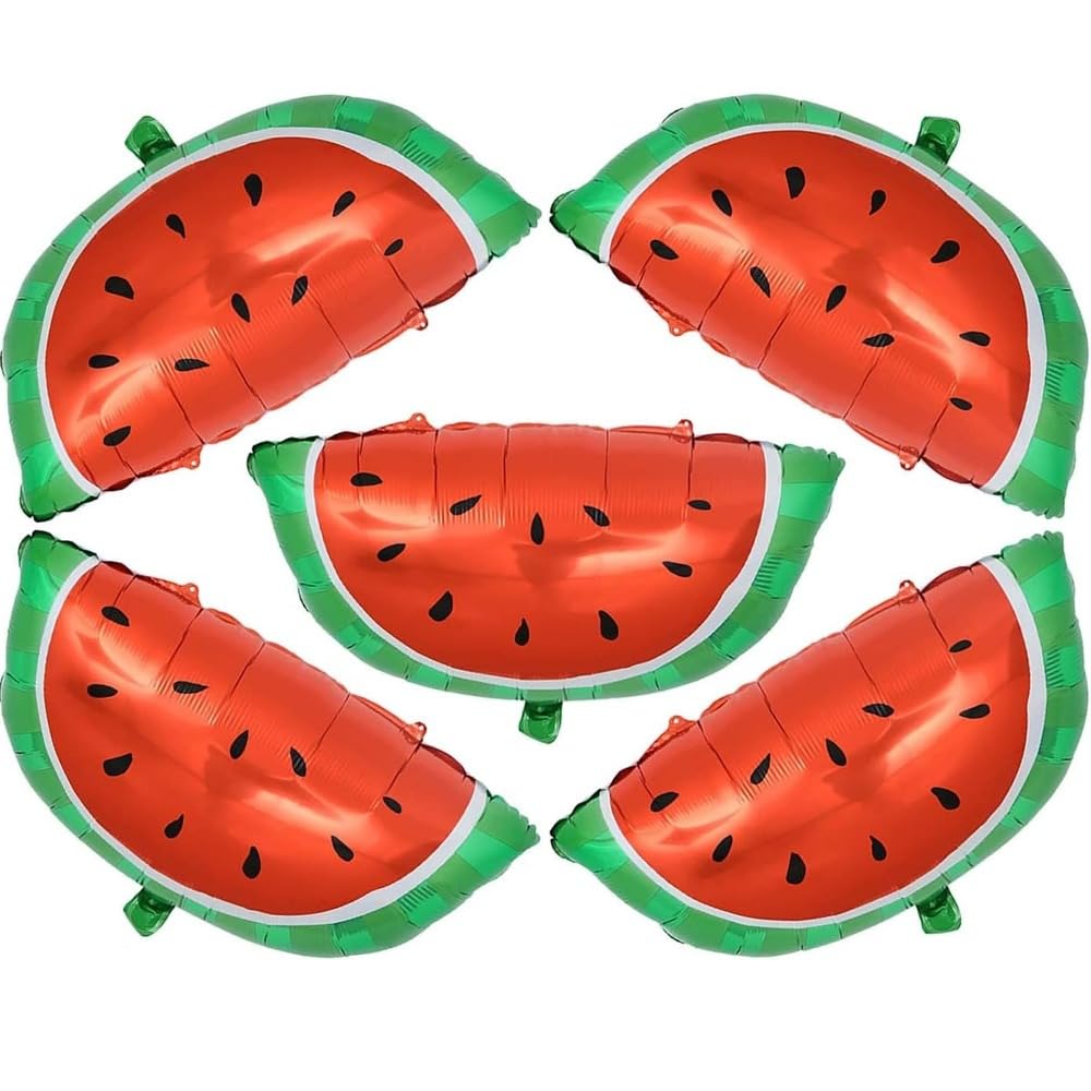 Pop The party 5 Pieces Watermelon Foil Balloons Watermelon Balloons Cartoon Fruit Foil Balloons for Summer Themed Birthday Baby Shower Wedding Party Decoration Supplies