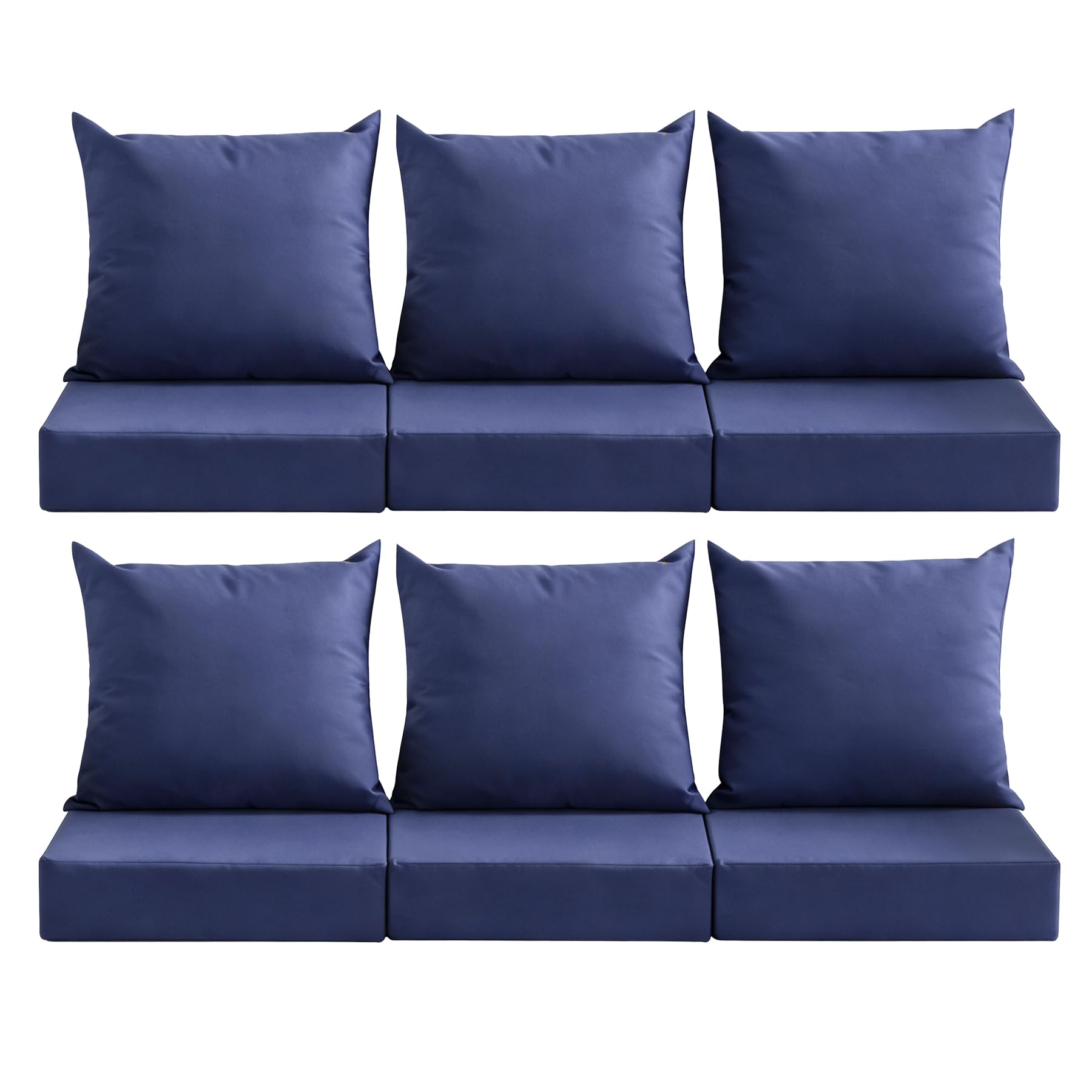 Photo 1 of MuaMelop Outdoor Deep Seat Cushion Set, 24x24 Inch Water-Resistant & Fade-Resistant Outdoor Chair Cushions, Patio Furniture Cushions with Removable Cover for Patio Chair, Sofa,Navy Blue (Set of 6)