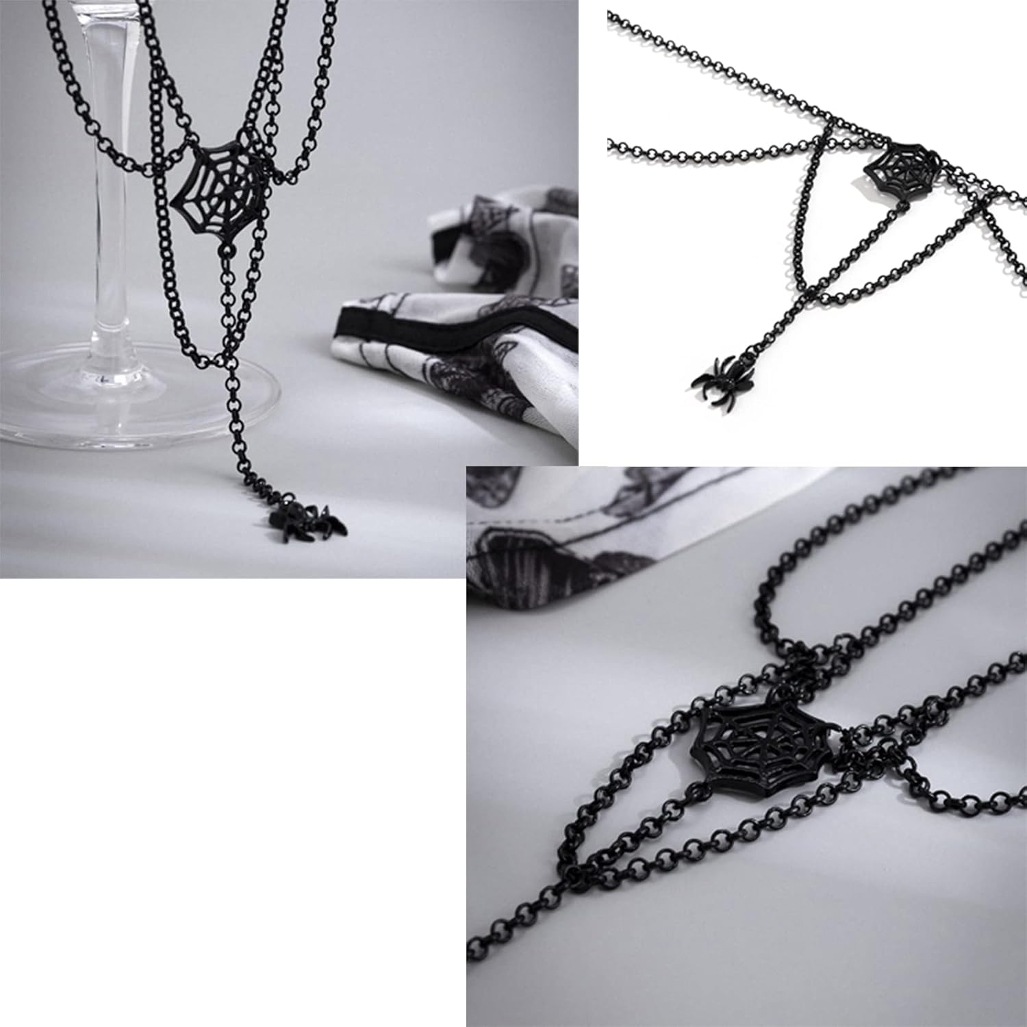 Halloween Spider Necklace for Women Gothic Spider Web Pendant Choker Necklace Halloween Necklace Costume Accessories (Black spider web) - Image 5