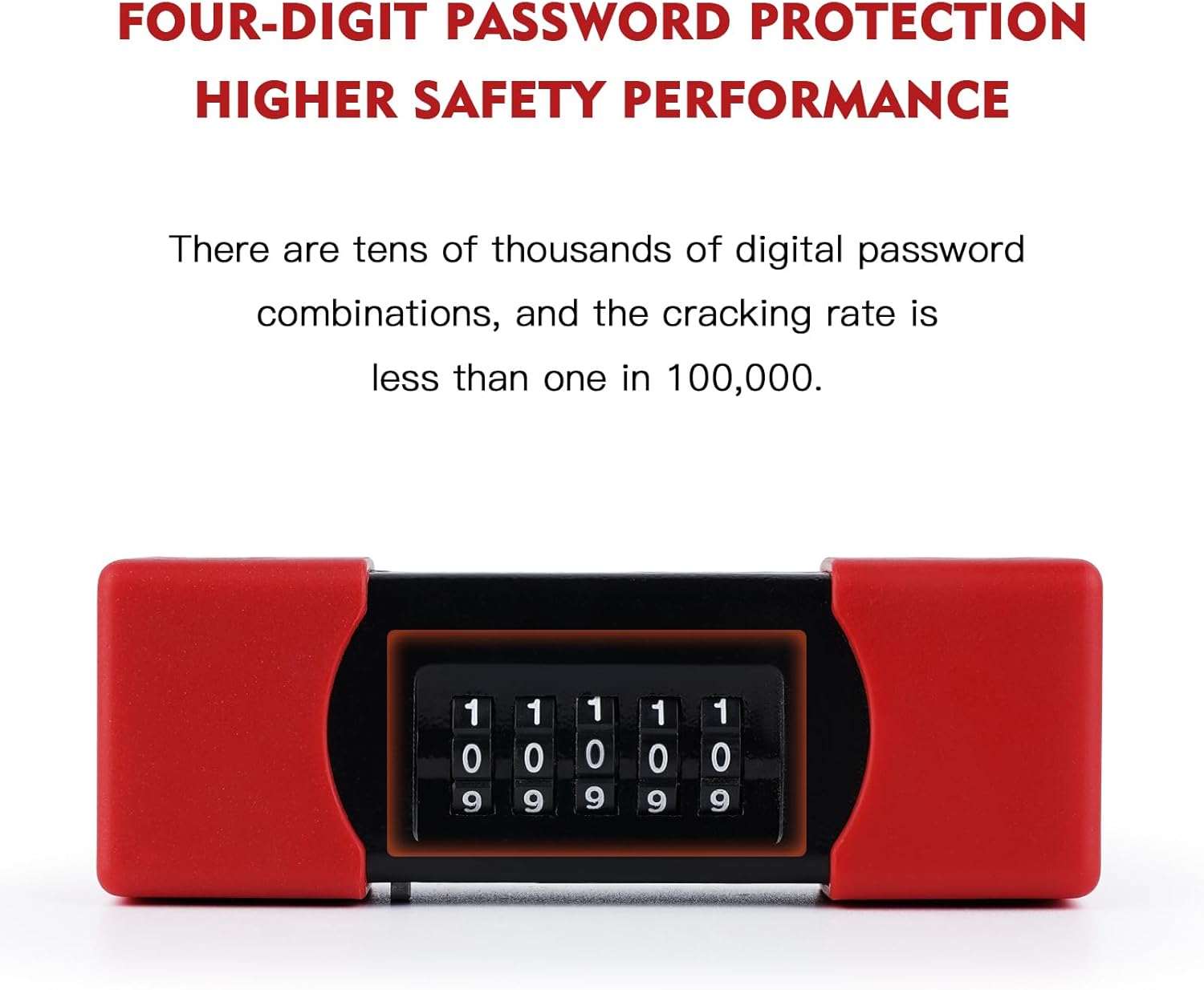 U-Lock - Five-Digit Code Extra-Long U-Lock - Long Shackle Combination Lock - Bicycle Lock with Adjustable Shackle - for Bicycles, Electric Bikes, Mountain Bikes, Glass Doors (U4)