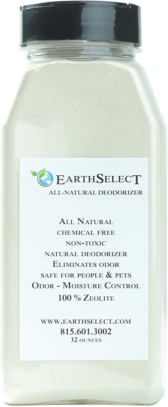 EarthSelect All Natural Cat Litter Deodorizer Powder 32oz | Litter Box Odor Eliminator | Unscented and Chemical Free Pets