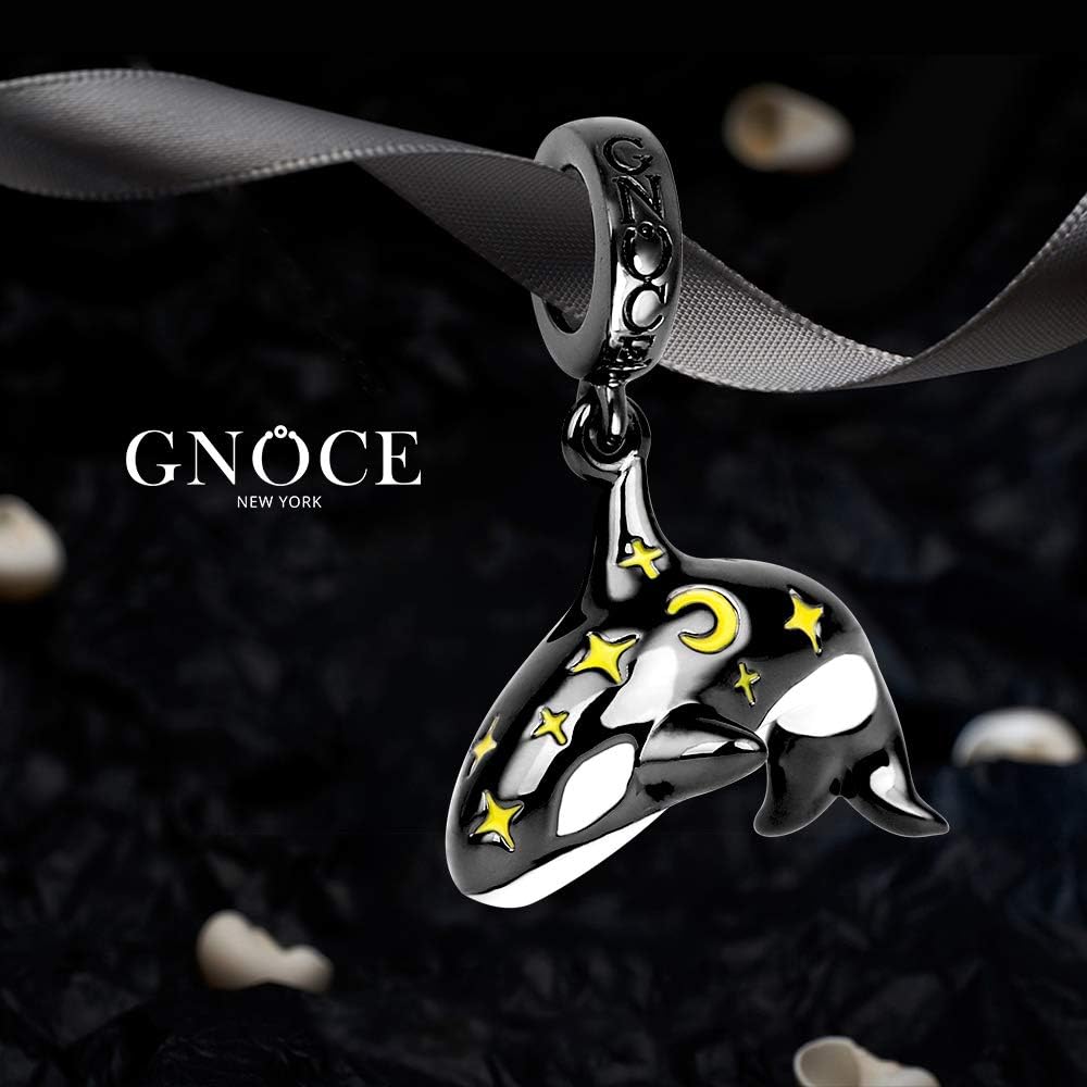 GNOCE Star Killer Whale Charm Pendant Sterling Silver Black Whale Animals Charms Bead Fit Bracelet/Necklace Jewelry Gift for Women Men - Image 4