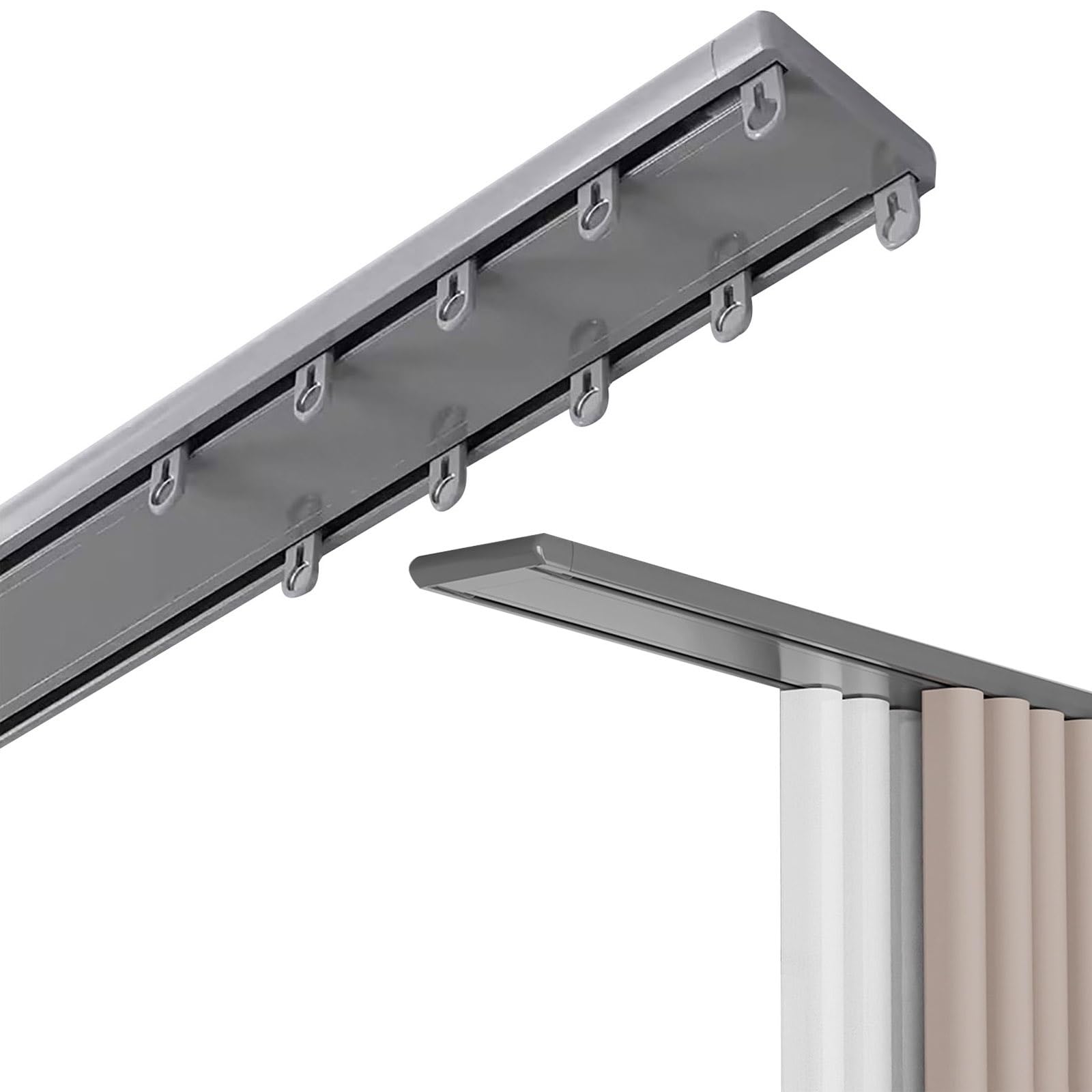 Cicha szyna sufitowa ze stopu aluminium, podwójna szyna, 100 cm, ze stalowym kółkiem pasowym, do salonu i sypialni, wszechstronny system rozdzielaczy do wystroju domu