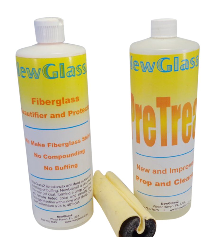 Buy New Glass 2 Fiberglass Cleaner & Wipe On Shine Restorer Lasts