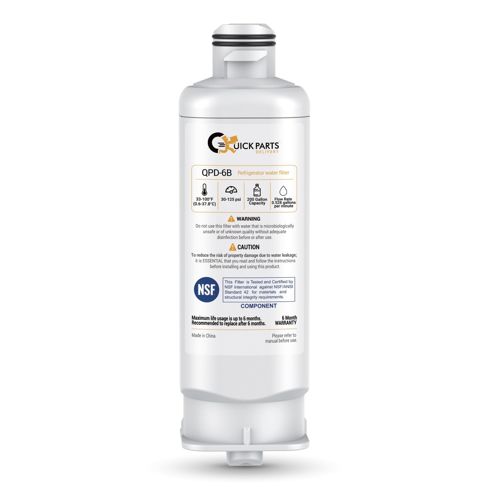 QPD 6B Refrigerator Water Filter Replacement for Samsung DA97-17376B, HAF-QIN Compatible with Samsung RF23M8070SG/AA, BRF365200AP/AA NSF Certified, Chlorine Reduction 1-Pack