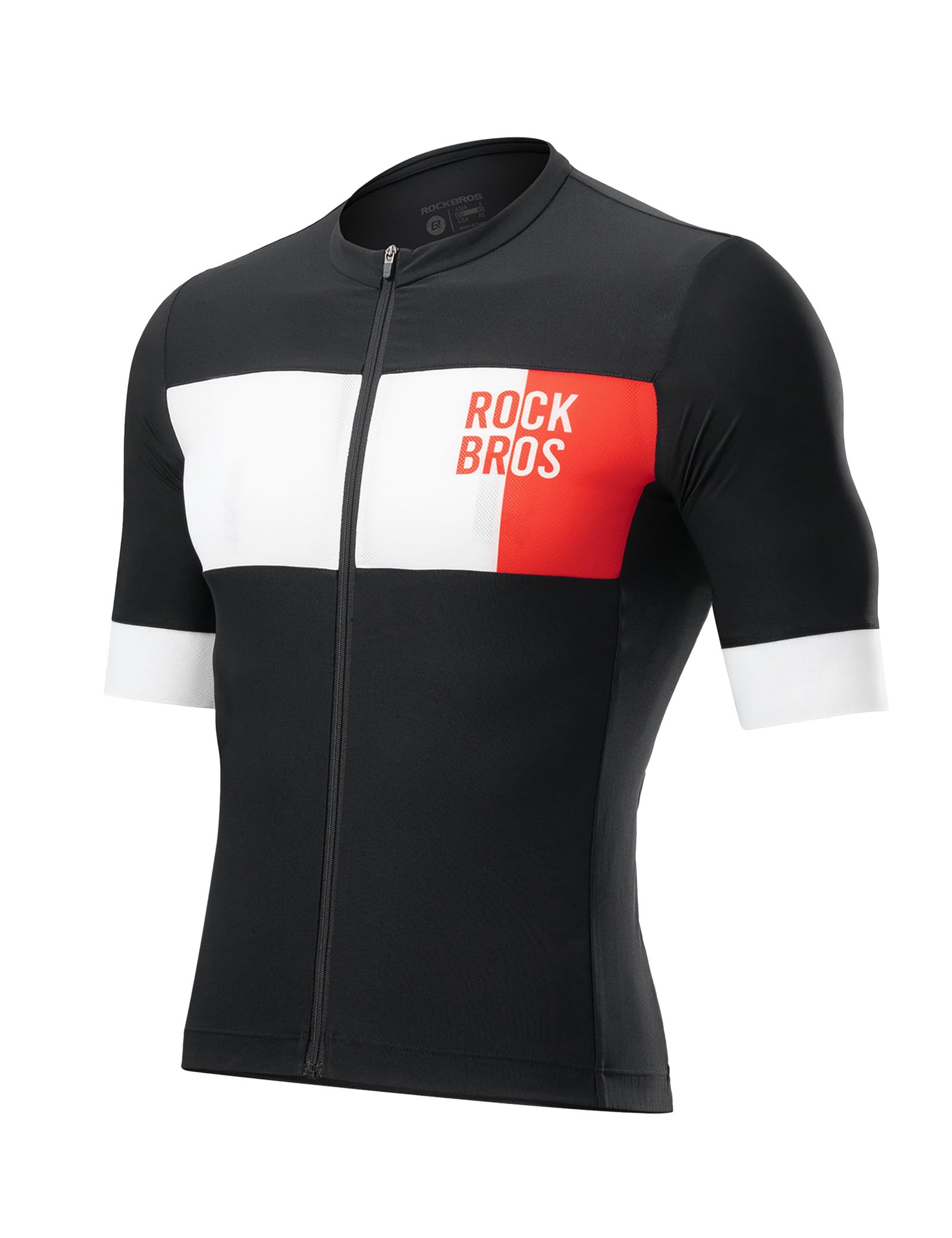ROCKBROS Radtrikot Kurzarm Herren, Leicht Atmungsaktiv Schnell Trocknend Rennrad Trikot mit 3 Rückentaschen, Fahrradtrikot Fahrradbekleidung für Radsport Rennrad, Schwarz M–3XL