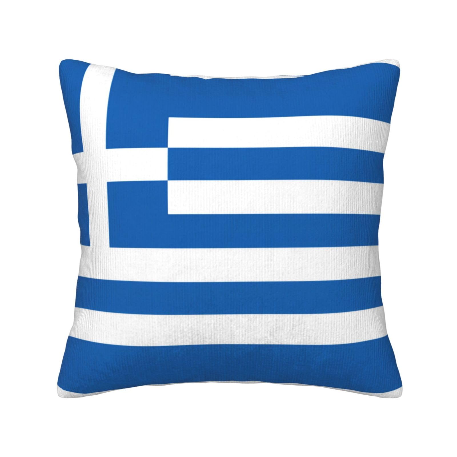 HGIUYDRD Greek flag Print Corduroy Throw Pillow with Invisible Zipper Closure for Living Room, Couch and Bed